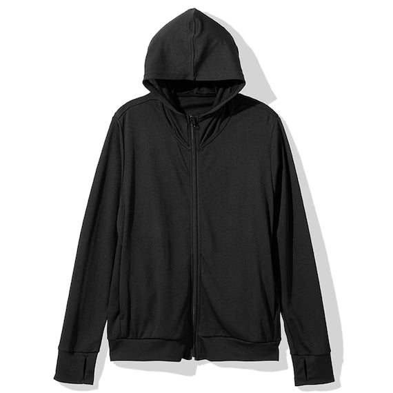 MENS UV CUT COOL HOODIE NE MESH BK LL