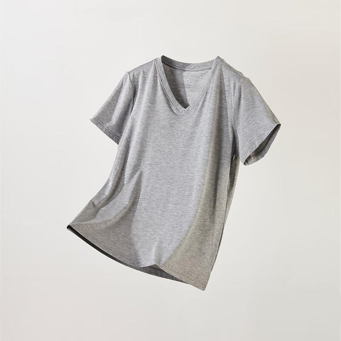 WOMEN MODAL VNECK SHORT GY M