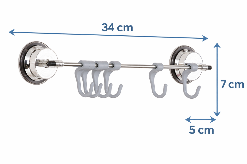 6 HOOK BAR WITH SUCTION CUP CRED