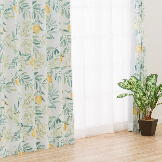CURTAIN LEMON LEAF 100X200X2