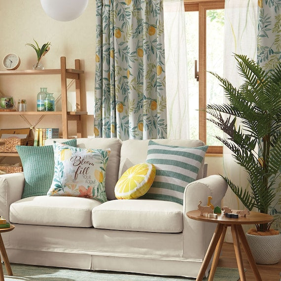 CURTAIN LEMON LEAF 100X200X2